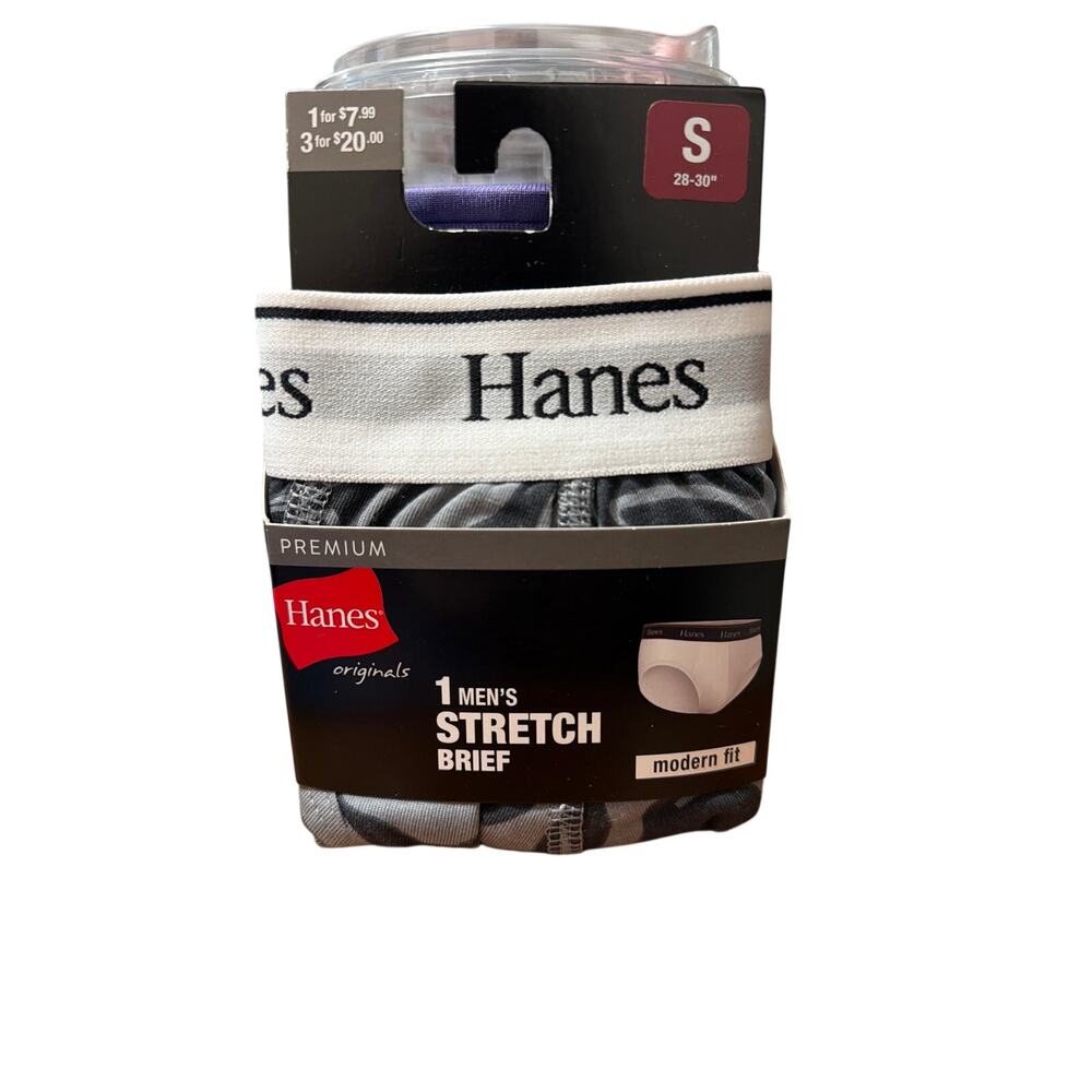 Hanes Originals Premium Men's Briefs - Gray Swirl Print, Small SM S New